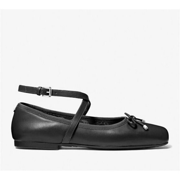 Michael Kors Women Black Leather Ankle Strap Collette Flex Ballet Flats Size 11 - Picture 2 of 3
